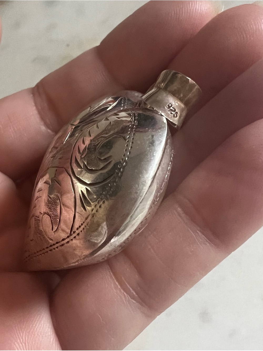 Vintage Sterling Silver Oversized 2” Puffy Heart Necklace 925 Statement 22g - Picture 5 of 16